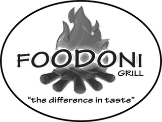 FOODONI GRILL "THE DIFFERENCE IN TASTE" logo