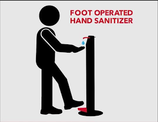 FOOT OPERATED HAND SANITIZER logo