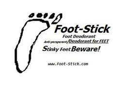 FOOT-STICK FOOT DEODORANT ANTI-PERSPERANT/DEODORANT FOR FEET STINKY FEET BEWARE! WWW.FOOT-STICK.COM logo