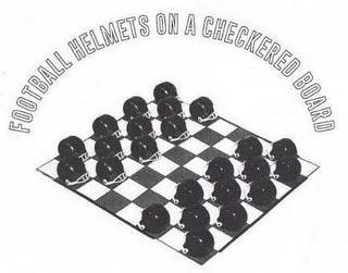 FOOTBALL HELMETS ON A CHECKERED BOARD logo