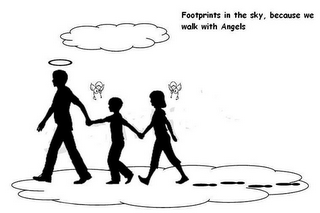 FOOTPRINTS IN THE SKY, BECAUSE WE WALK WITH ANGELS logo