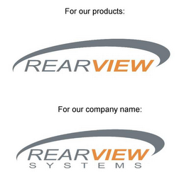 FOR OUR PRODUCTS: REARVIEW FOR OUR COMPANY NAME REARVIEW SYSTEMS logo