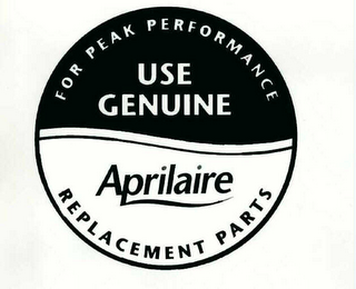 FOR PEAK PERFORMANCE USE GENUINE APRILAIRE REPLACEMENT PARTS logo