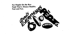 FOR PEOPLE ON THE RUN FOOD THAT'S ALWAYS HEALTHY FAST AND FUN. ARNO'S EVERYTHINGS PEDZA logo