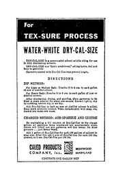 FOR TEX-SURE PROCESS WATER-WHITE DRY-CAL-SIZE logo
