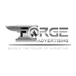 FORGE ADVERTISING BEHOLD THE POWER OF MARKETING logo