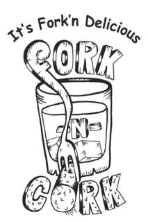 FORK -N- CORK IT'S FORK'N DELICIOUS logo
