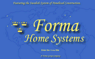 FORMA HOME SYSTEMS FEATURING THE SWEDISH SYSTEM OF PANELIZED CONSTRUCTION. A FORMA GROUP COMPANY logo