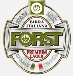 FORST BIRRA ITALIANA PREMIUM LAGER BIRRA BEER CERVEZA 11.2 FL. OZ. US logo