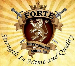 FORTE INTERNATIONAL SPIRITS, INC. STRENGTH IN NAME AND QUALITY logo