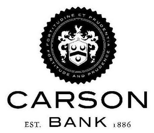 FORTITUDINE ET PRUDENTIA FORTITUDE AND PRUDENCE CARSON BANK EST. 1886 logo