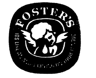 FOSTER'S ITS LIKE AN ANGEL CRYING ON YOUR TONGUE logo