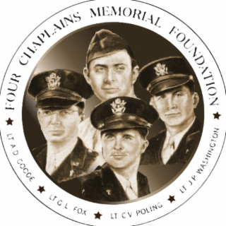 FOUR CHAPLAINS MEMORIAL FOUNDATION LT JP WASHINGTON LT GL FOX LT CV POLING LT AD GOODE logo