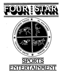 FOUR STAR SPORTS ENTERTAINMENT THOROUGHBRED RACING JAI ALAI GAMES GREYHOUND RACING HARNESS RACING GREYHOUND RACING logo