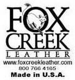 FOX CREEK LEATHER WWW.FOXCREEKLEATHER.COM 800.766.4165 MADE IN U.S.A. logo