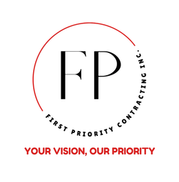 FP FIRST PRIORITY CONTRACTING INC. YOUR VISION, OUR PRIORITY logo
