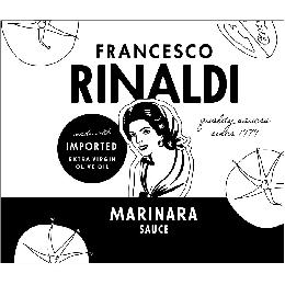FRANCESCO RINALDI QUALITY SAUCES SINCE 1979 MARINARA SAUCE MADE WITH IMPORTED EXTRA VIRGIN OLIVE OIL logo
