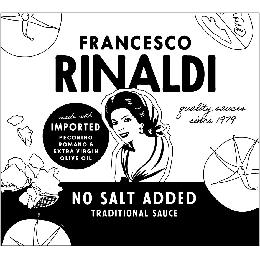 FRANCESCO RINALDI QUALITY SAUCES SINCE 1979 NO SALT ADDED TRADITIONAL SAUCE MADE WITH IMPORTED PECORINO ROMANO & EXTRA VIRGIN OLIVE OIL logo