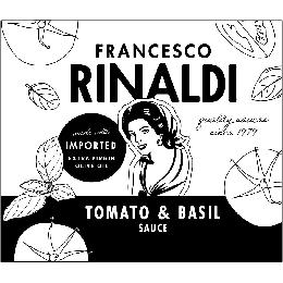 FRANCESCO RINALDI QUALITY SAUCES SINCE 1979 TOMATO & BASIL SAUCE MADE WITH IMPORTED EXTRA VIRGIN OLIVE OIL logo