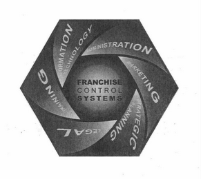 FRANCHISE CONTROL SYSTEMS TRAINING INFORMATION TECHNOLOGY ADMINISTRATION MARKETING STRATEGIC PLANNING LEGAL logo