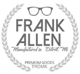 FRANK ALLEN MANUFACTURED IN DETROIT, MI PREMIUM GOODS TRDMK. logo