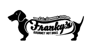 FRANKY'S GOURMET HOT DOGS EST. SUMMER 2010 logo