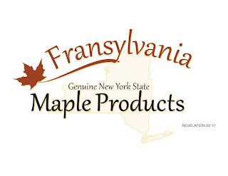 FRANSYLVANIA GENUINE NEW YORK STATE MAPLE PRODUCTS REVELATION 22:17 logo