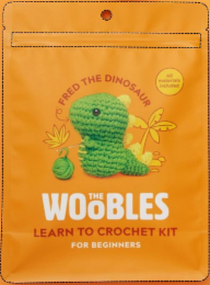 FRED THE DINOSAUR THE WOOBLES LEARN TO CROCHET KIT FOR BEGINNERS ALL MATERIALS INCLUDED logo