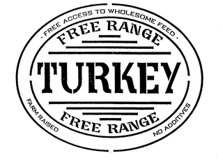 FREE ACCESS TO WHOLESOME FEED FREE RANGE TURKEY FREE RANGE FARM RAISED NO ADDITIVES logo