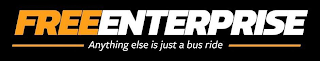 FREE ENTERPRISE ANYTHING ELSE IS JUST A BUS RIDE logo