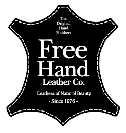 FREE HAND LEATHER CO. THE ORIGINAL HANDFINISHERS LEATHERS OF NATURAL BEAUTY - SINCE 1976 - logo