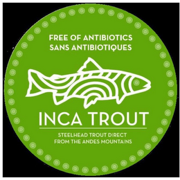 FREE OF ANTIBIOTICS SANS ANTIBIOTIQUES INCA TROUT STEELHEAD TROUT DIRECT FROM THE ANDES MOUNTAINS logo