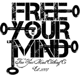 FREE YOUR MIND FREE YOUR MIND CLOTHING CO EST. 2007 logo