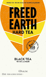FREED EARTH HARD TEA BLACK TEA WITH LEMON SUSTAINABLY SOURCED TEA 100 CALORIES PER CAN (355ML) logo