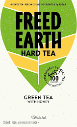 FREED EARTH HARD TEA GREEN TEA WITH HONEY SUSTAINABLY SOURCED TEA 100 CALORIES PER CAN (355ML) logo