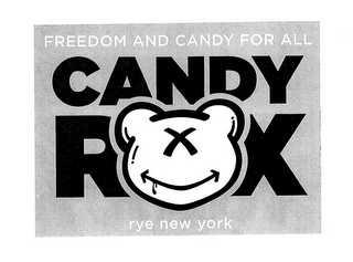 FREEDOM AND CANDY FOR ALL CANDY ROX RYE NEW YORK logo