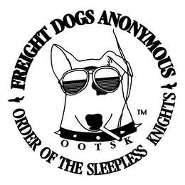 FREIGHT DOGS ANONYMOUS. ORDER OF SLEEPLESS KNIGHTS. OOTSK logo