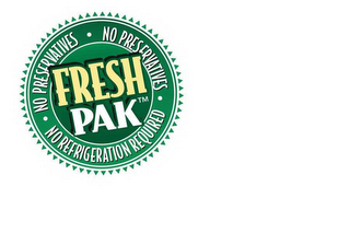 FRESH PAK NO PRESERVATIVES NO REFRIGERATION REQUIRED logo