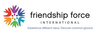 FRIENDSHIP FORCE INTERNATIONAL. EXPERIENCE DIFFERENT VIEWS, DISCOVER COMMON GROUND. logo