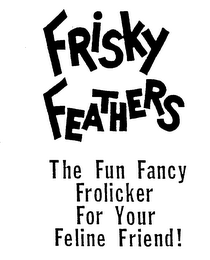 FRISKY FEATHERS THE FUN FANCY FROLICKER FOR YOUR FELINE FRIEND! logo