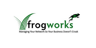 FROGWORKS MANAGING YOUR NETWORK SO YOUR BUSINESS DOESN'T CROAK logo