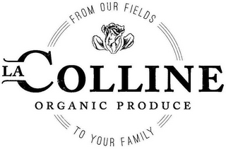 FROM OUR FIELDS TO YOUR FAMILY LA COLLINE ORGANIC PRODUCE logo