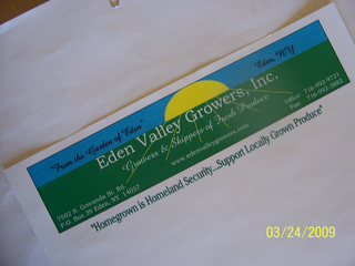 "FROM THE GARDEN OF EDEN" EDEN VALLEY GROWERS, INC. WWW.EDENVALLEYGROWERS.COM, "HOMEGROWN IS HOMELAND SECURITY...SUPPORT LOCALLY GROWN PRODUCE" logo