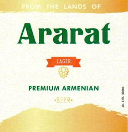 FROM THE LANDS OF ARARAT LAGER PREMIUM ARMENIAN ·BEER· ALC. 4.5% 330ML logo