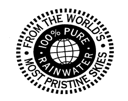 FROM THE WORLD'S MOST PRISTINE SKIES 100% PURE RAINWATER logo