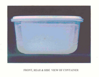 FRONT, REAR & SIDE VIEW OF CONTAINER logo