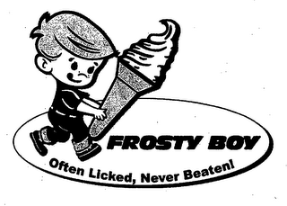 FROSTY BOY OFTEN LICKED, NEVER BEATEN! logo