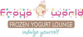 FROYOWORLD, FROZEN YOGURT LOUNGE, INDULGE YOURSELF logo