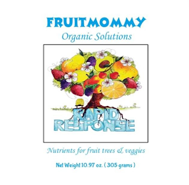 FRUITMOMMY ORGANIC SOLUTIONS RAPID RESPONSE NUTRIENTS FOR FRUIT TREES & VEGGIES NET WEIGHT 10.97 OZ.( 305 GRAMS) logo