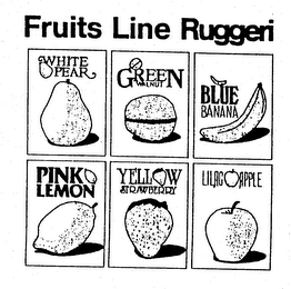 FRUITS LINE RUGGERI WHITE PEAR GREEN WALNUT BLUE BANANA PINK LEMON YELLOW STRAWBERRY LILAC APPLE logo